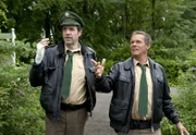 Hubert (Christian Tramitz, r.) und Staller (Helmfried von Lüttichau, l.) ermitteln im aktuellen Mordfall. Weiteres Bildmaterial finden Sie unter www.br-foto.de.