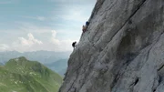 Laura Bilgeri, Beat und Samuel Kammerlander klettern bei Lindauer Hütte im Montafon während ServusTVs "Bergwelten - Euphorie und Sucht" in Vorarlberg in Österreich am 12.8.2024