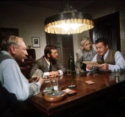 (v.li.): Karl Merkatz (Karl Bockerer), Heinz Marecek (Dr. Rosenblatt), Ida Krottendorf (Sabine Bockerer), Alfred Böhm (Hatzinger).