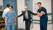 L-R: Mekki Leeper as Matt, Wendi Mclendon Covey as Joyce, Josh Lawson as Dr. Bruce