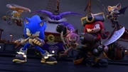 v.li.: Sails Tails, Sonic the Hedgehog, Catfish, Black Rose, Knuckles the Dread, Batten Rouge