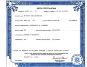 Geburtsurkunde von  Alisha Ann Heinrich