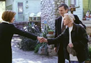 L-R: Agent Dana Scully (Gillian Anderson), Cigarette-Smoking Man's (William B. Davis), Marjorie Butters (Louise Latham)