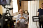 Los Angeles, CA - James Brooks opens a beverage before diving into an interview about The Simpsons debut on The Tracy Ullman Show.