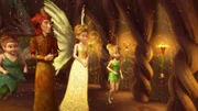 (V.li.) Es ist vollbracht: Der Feenstaub läutet den Herbst ein und Fee Mary, der Herbstminister, Königin Clarion und Tinkerbell sind erleichtert...