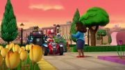 L-R: Chase, Ryder, Rocky, Mayor Goodway