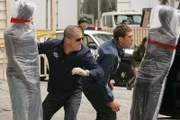 Die CSIler Nick Stokes (George Eads, l.) und Greg Sanders (Eric Szmanda) geraten bei ihren Ermittlungen in einem Mordfall in die Schusslinie einer brutalen Biker-Gang.