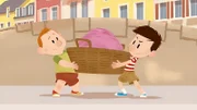 Otto und Nick sind in Schwierigkeiten. Ihre Wäsche ist rosa verfärbt.