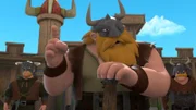 Erik, der Einäugige (M.), hat Fürst Haralds Kriegshammer und wird damit zum neuen Chef der Wikinger.