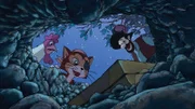Pettersson und Findus haben sich als Piraten verkleidet und gehen auf Schatzsuche.