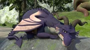 Das Feuer von Drache Brandarium soll Klincus dabei helfen, Metall zum Schmelzen zu bringen.