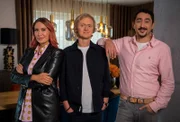 SWR Fernsehen KRAUSE KOMMT!, "Eko Fresh", am Montag um 23:00 Uhr. Pierre M. Krause (Mi.)zu Besuch im neuen Eigenheim von Ehepaar Sarah Bora und Eko Fresh.