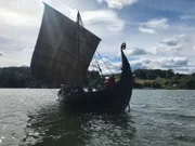 The mighty Saga Oseberg ship sets sail in the Fjords of Tønsberg. (National Geographic/Sam Roberts)