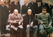 Churchill, Roosevelt und Stalin auf der Konferenz in Jalta.