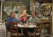 Dress" - When Cheryl offers Dana the use of her wedding gown, Jim and Andy try to cover up the fact that the dress was destroyed in a fiery sports celebration years ago, on "According to Jim," TUESDAY, FEBRUARY 22 (9:19-10:00 p.m., ET), on the ABC Television Network. (ABC/MICHAEL ANSELL) LARRY JOE CAMPBELL, TAYLOR ATELIAN, COURTNEY THORNE-SMITH, JIM BELUSHI