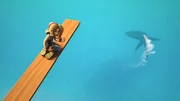 Wer von der Galeone der Pirate Academy ins Meer stürzt, sollte zusehen, dass er schnellstens wieder aus dem Wasser kommt.