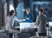 Gemeinsam mit Daisy Wicks (Carla Gallo, l.) und Jessica Warrens (Laura Spencer, r.) macht sich Brennan (Emily Deschanel) nach dem Bombenanschlag auf das Jeffersonian an die Aufräumarbeiten und die Tätersuche. wird bei dem Bombenanschlag an das Jeffersonian verletzt und kann sich an die zuvor erlangten, wichtigen Hinweise zum Täter nicht erinnern. Gelingt es ihr mit Daisy Wicks (Carla Gallo, l.) und Jessica Warrens (Laura Spencer) Hilfe, ihn dennoch zu überführen? Die Verwendung des sendungsbezogenen Materials ist nur mit dem Hinweis und Verlinkung auf TVNOW gestattet.