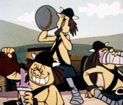 Sven's Leute plündern das Dorf. Besonders Anklang findet bei ihnen das köstliche Bier, das die Wikinger-Frauen gebraut haben.