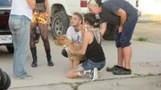 Tia, Mariah, Marcel are with workers during the rescue.