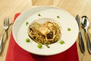 Leibgericht: Pilzrisotto mit gebratenem Zander und Spinat-Senf-Pesto von Sebastian Schalkau