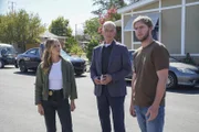 (v.l.n.r.) Ellie Bishop (Emily Wickersham); Leroy Jethro Gibbs (Mark Harmon); Peter Buck (Cliff Chamberlain)