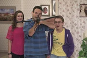 L-R: Erica Goldberg (Hayley Orrantia), Barry Goldberg (Troy Gentile) and Adam Goldberg (Sean Giambrone)