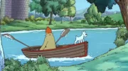 Tim und Struppi begeben sich vom königlichen Anwesen zum anderen Ufer, um nach dem gestohlenen Zepter von König Ottokar zu suchen.