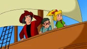 Christoph Columbus, Schulfreund Florian und Bibi Blocksberg verbringen den Tag zusammen, damit Bibi ihr Referat fertigstellen kann.