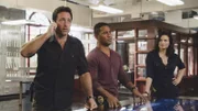 (v.l.n.r.) Steve McGarrett (Alex O'Loughlin); Junior Reigns (Beulah Koale); Quinn Liu (Katrina Law)