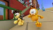 "Garfield", "Spürnase Odie." Eines Tages stehen zwei Spezialagenten vor Jons Tür. Fric und Frac verdächtigen ihn, einen wertvollen Armreif gestohlen zu haben. Tatsächlich befindet sich das Schmuckstück an seinem Arm. Alles spricht gegen Jon, keiner glaubt seinen Unschuldsbeteuerungen. Fest entschlossen macht sich daher Spürnase Odie auf die Suche nach dem wahren Täter.