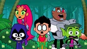 v.li.: Raven, Starfire, Robin, Cyborg, Beast Boy.