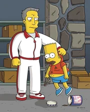 Da Bart (r.) zu viel Mistkram isst, wird er von seinen Eltern in ein Abmagerungsheim geschickt. Dort hat er es mit Mr. Spangler (l.), einem sehr radikalen Aufseher, zu tun ...