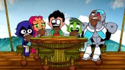 v.li.: Raven, Starfire, Robin, Beast Boy, Cyborg