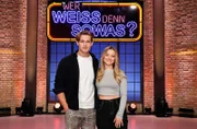 Treten bei "Wer weiß denn sowas?" als Kandidat:innen an: Die Webvideoproduzentin, Influencerin, Schauspielerin und Sängerin Julia Beautx (r.) und der Schauspieler Damian Hardung (l.).