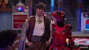 L-R: Charlotte Page (Riele Downs), Captain Man / Ray Manchester (Cooper Barnes), Henry Hart (Jace Norman)