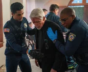 L-R: Ravi Panikkar (Anirudh Pisharody), Ned (Mark Bramhall) und Henrietta 'Hen' Wilson (Aisha Hinds)