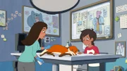Josefine (rechts) hat einen verletzten Fuchs am Straßenrand gefunden und in die Tierarztpraxis ihrer Mutter Anna gebracht.