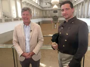 Bereiter Rudolf Rostek mit Moderator Karl Hohenlohe.