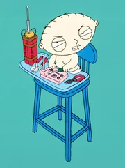 (5. Staffel) - Mit seinen Eltern brabbelt Stewie in Babysprache, aber die Zuschauer verstehen ihn als das Mutter hassende Mastermind, das er ist ...