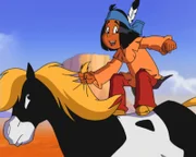 Yakari ist ein neugieriger kleiner Indianerjunge, der die Sprache der Tiere versteht und mit ihnen sprechen kann. Sein bester Freund ist das stolze Pony Kleiner Donner.
