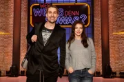 Als Kandidat:innen zu Gast bei "Wer weiß denn sowas?": Der Star-Geiger David Garrett (l.) und die Sängerin und Schauspielerin Yvonne Catterfeld (r.).