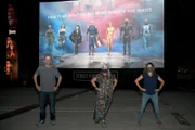 (L-R) Eric Kripke, Laura Jean Shannon and Michaela Starr attend Amazon Prime Video's "The Boys" Season 2 Drive-In Premiere & Fan Screening