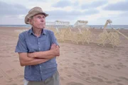 Der niederländische Künstler Theo Jansen ist berühmt für seine „Strandbiester“, kybernetische Skulpturen, die er am Strand von Den Haag zum Laufen bringt.