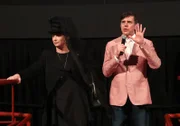 Directors Daniel Palladino (L) and Amy Sherman-Palladino introduce "The Marvelous Mrs. Maisel" Premiere at Village East Cinema in New York, New York on November 13, 2017.