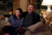 When Erin Reagan-Boyle (Bridget Moynahan, left), tries to take down a gang leader the family, Frank Reagan (Tom Selleck, right), debates her methods.