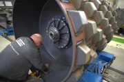 Road Roller factory, the main roller being made.