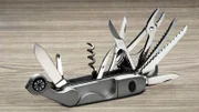 A multi-purpose knife with all tools opened