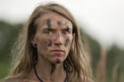 Close up of Kaiela with charcoal on her face.