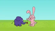 Hase und Elefant haben einen lustige Idee.