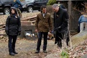 -- "Family Values" Episode 8015 -- Pictured: (l-r) Kathryn Erbe as Detective Alexandra Eames, Eric Bogosian as Captain Danny Ross, Vincent D'Onofrio as Detective Robert Goren -- USA Network Photo: Will Hart